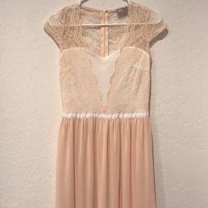 ASOS Peach Lace Side Slits Maxi Bridesmaid Dress